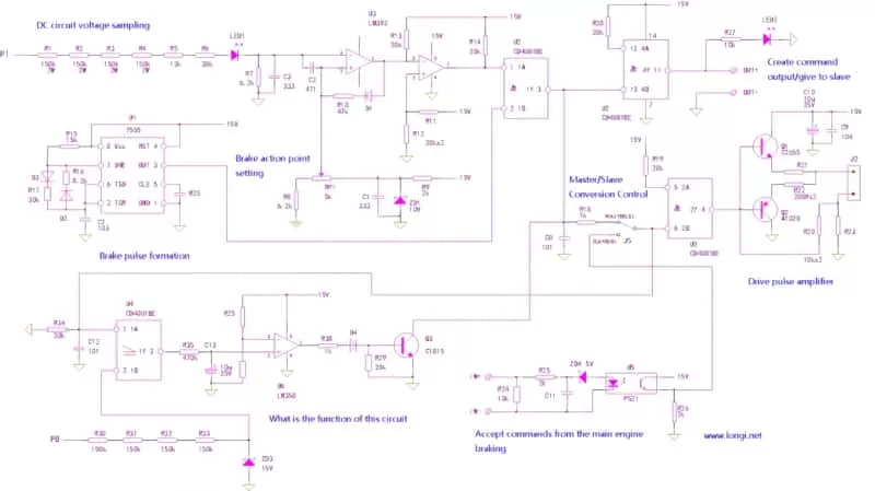 Electronic circuit diagram of brake unit control part