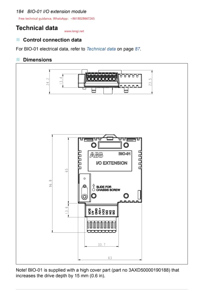 I/O extension module of acs380