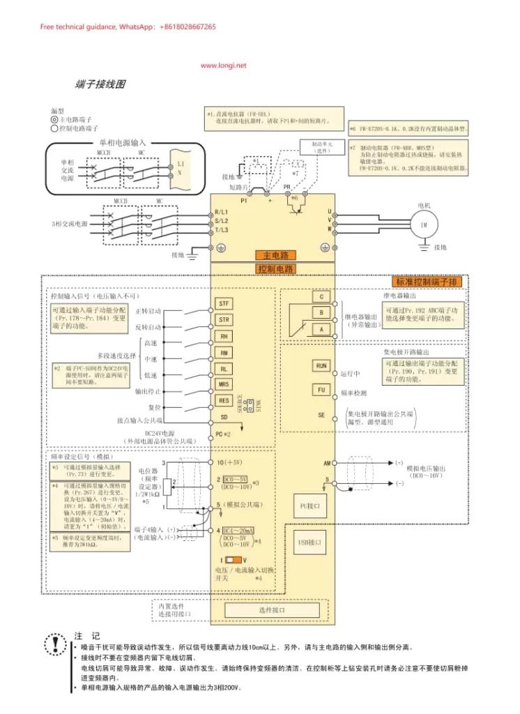 Mitsubishi Inverter E700 Series Terminal Control Mode Wiring Diagram