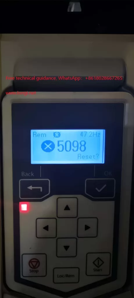 Physical picture of ACS530 with fault number 5098