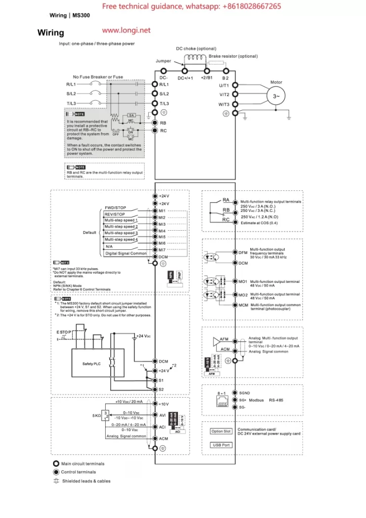 MS300 vfd standard wiring diagram