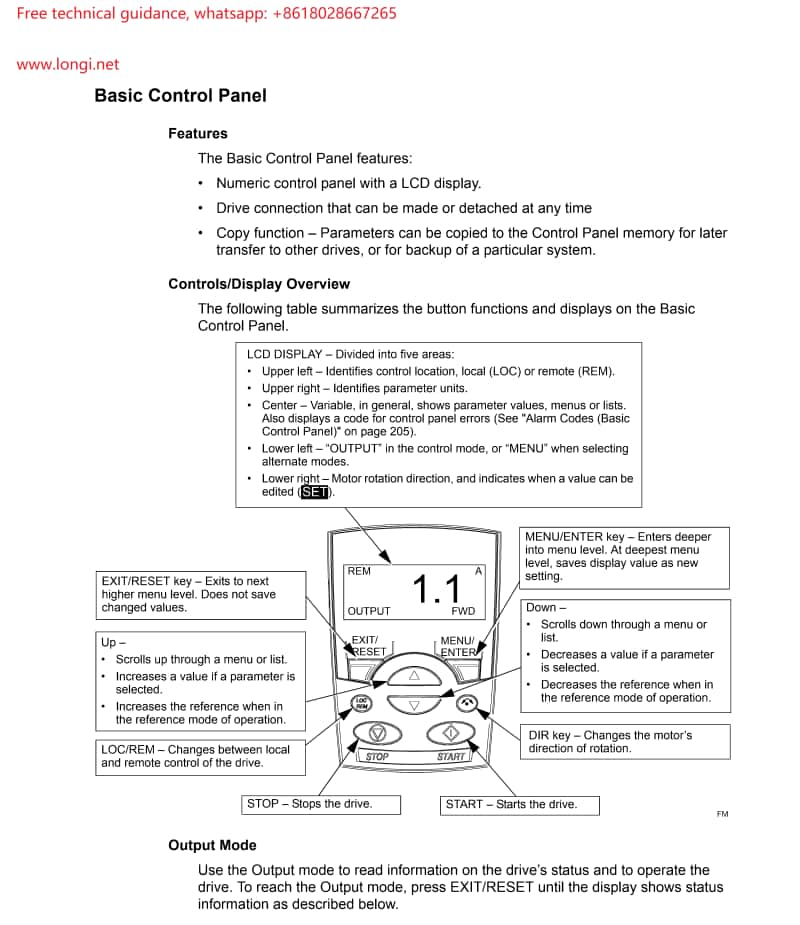 ACS510 drive operation panel basic function diagram