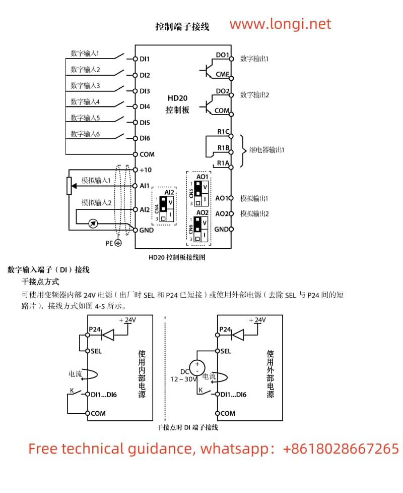 HPMONT VFD HD20 series control circuit wiring diagram