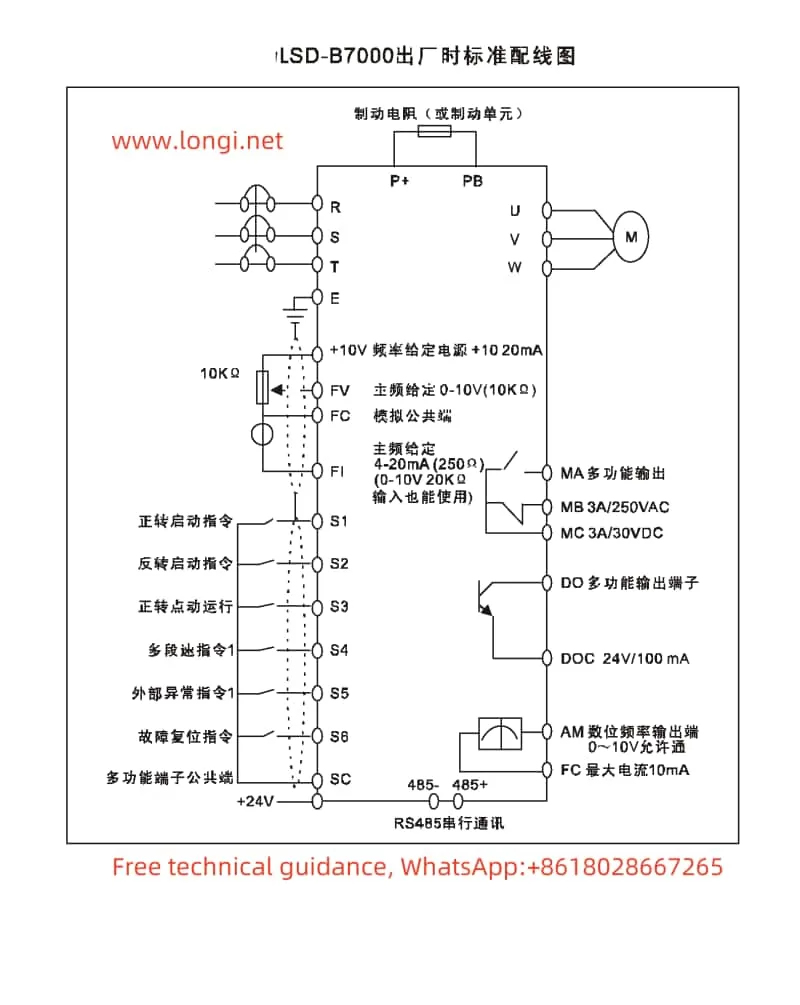 Lingshida inverter LSD-B7000 standard wiring diagram