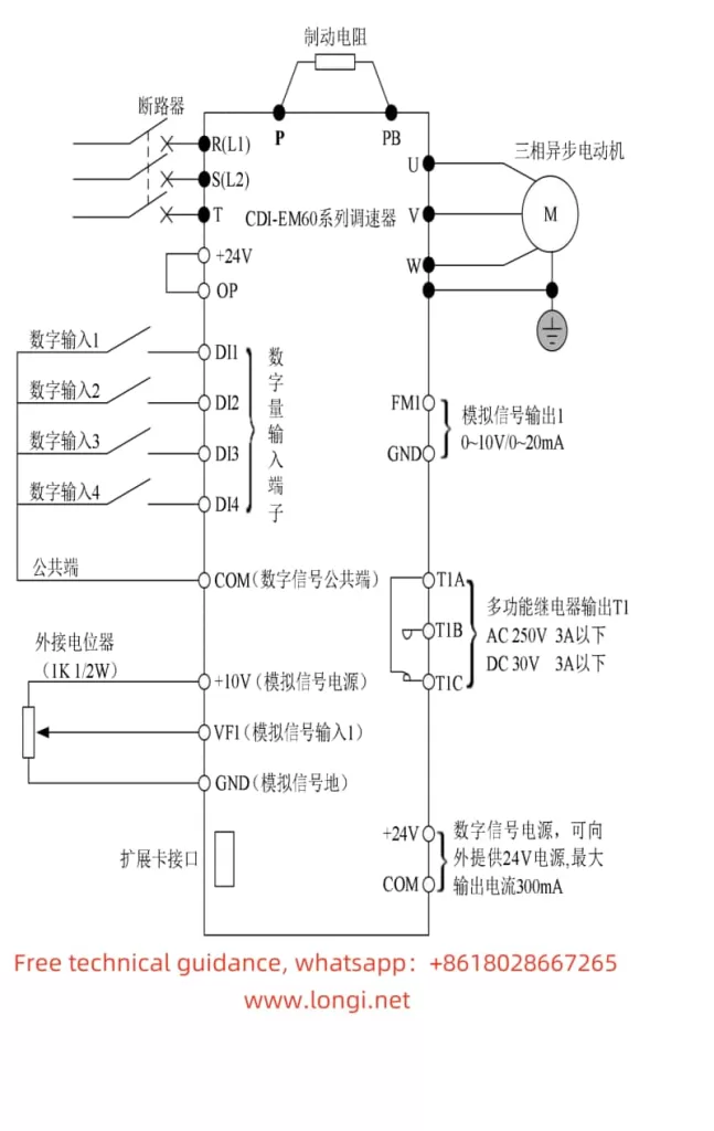 CDI-EM60 and EM61 series VFD standard wiring diagram