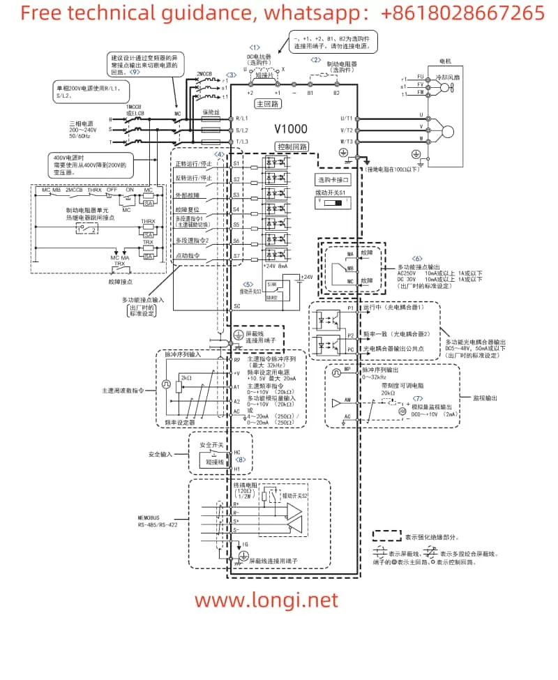 V1000 labeled wiring diagram