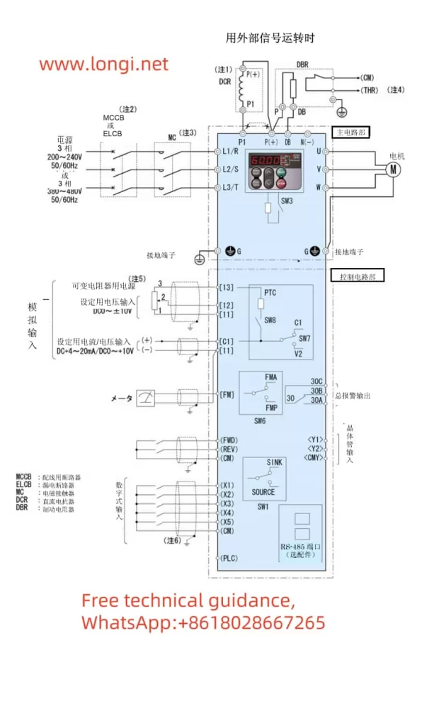 Fuji frequency converter E1S standard wiring diagram