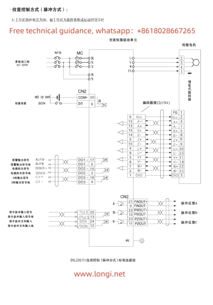 DSL200-F1 series servo position mode wiring diagram