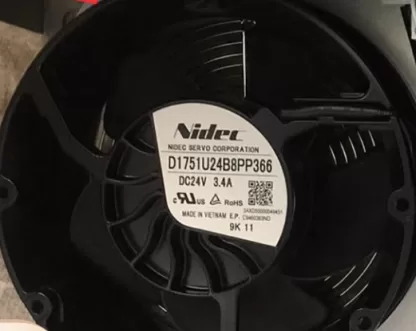 New D1751U24B8PP366 3.4A DC24V 4-Wire NIDEC Fan, Suitable for ABB Inverter ACS880, Stock Spare Part