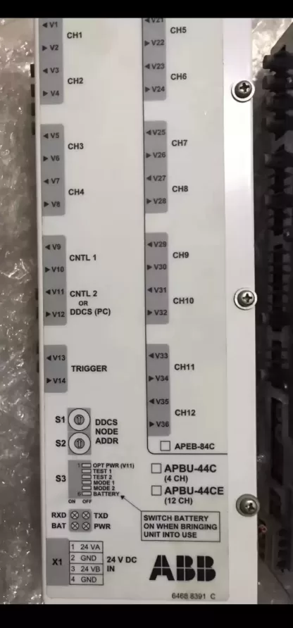 Refurbished APBU-44 ABB Fiber Optic Distribution Unit (APBU-44CE) for Wind Power Applications, Compatible with ACS800 Multi-Drive Inverter